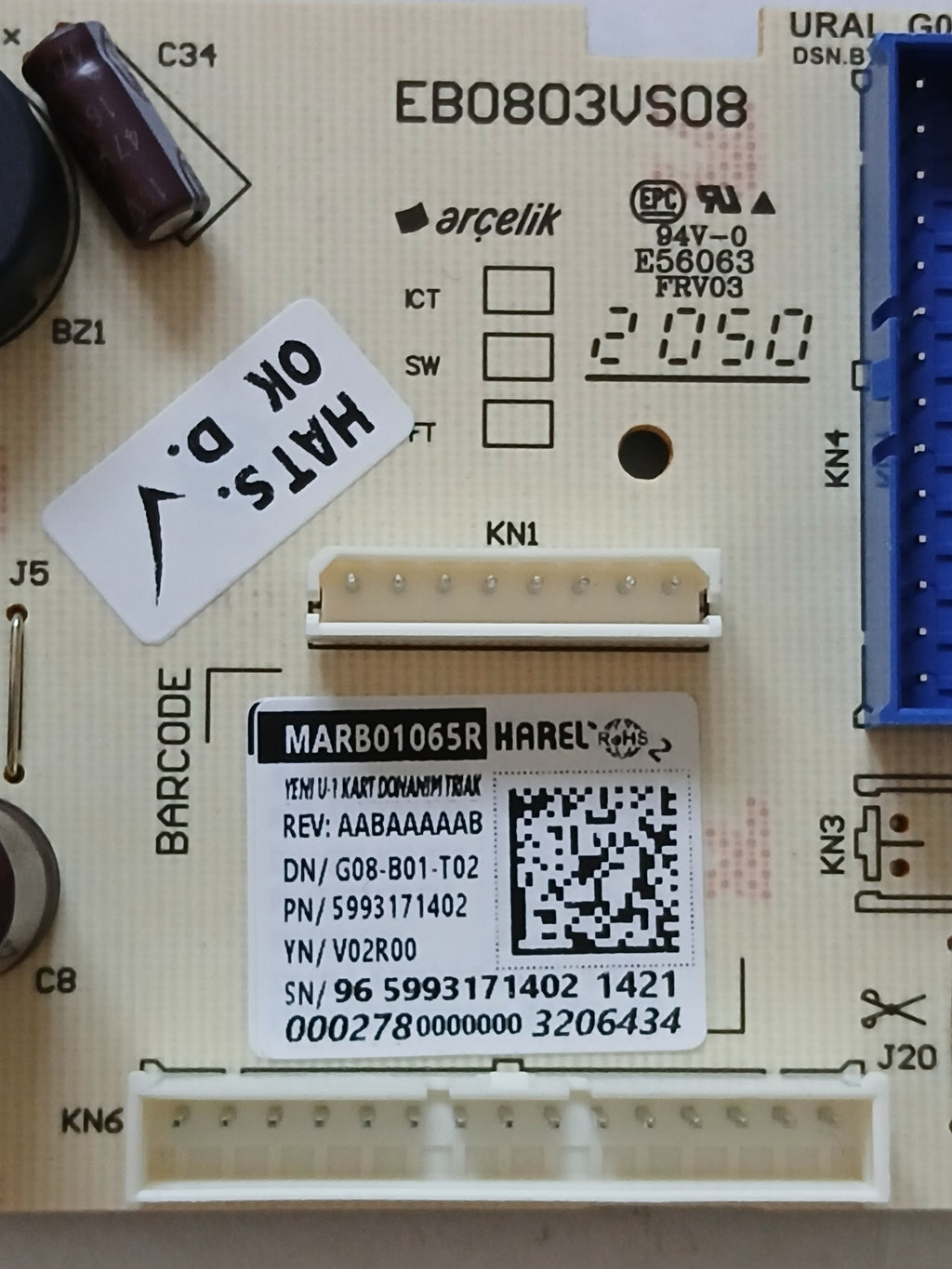 Carte d'alimentation réfrigérateur BEKO BCNA275E32SN